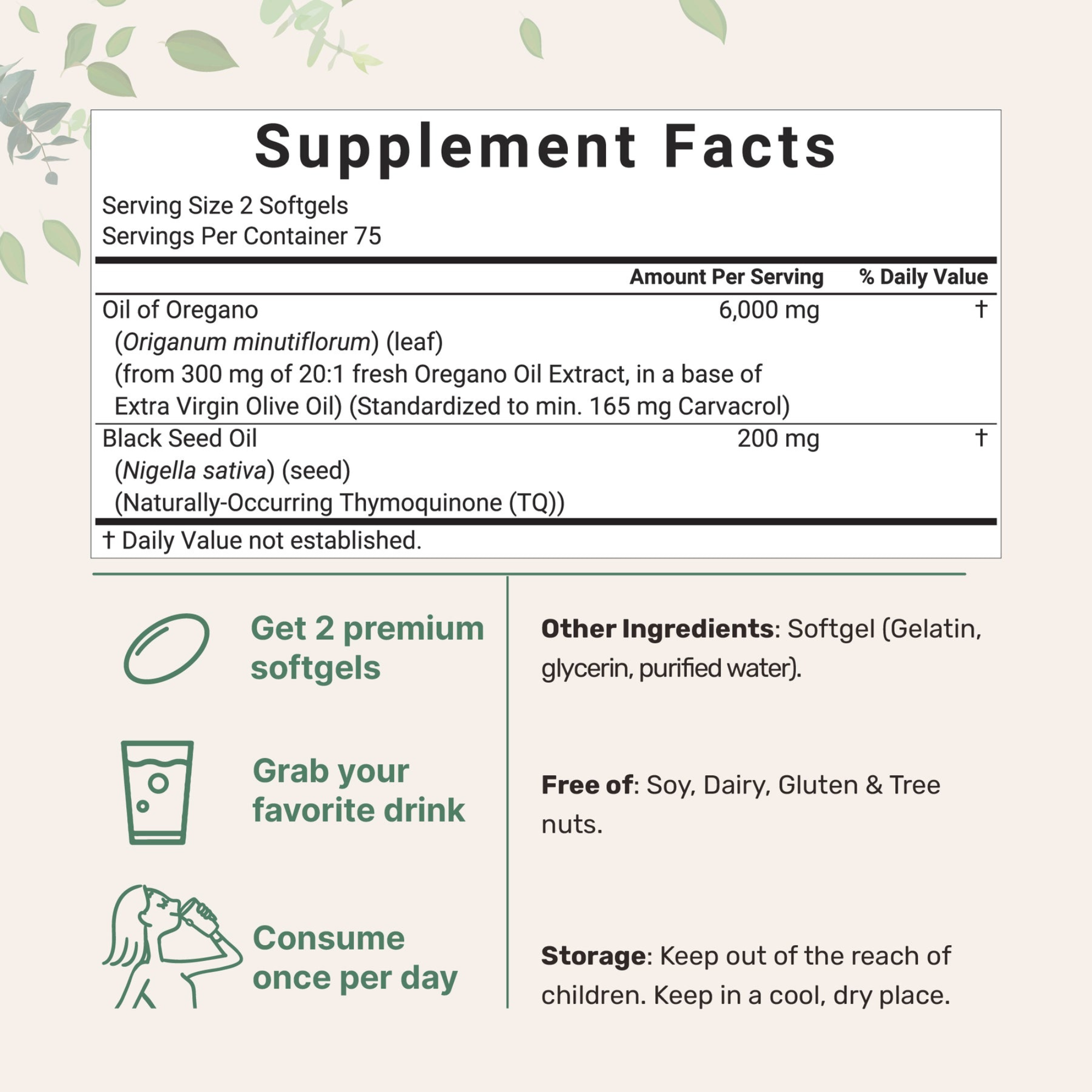 Micro Nutrients™ Oil of Oregano with Black seed Oil Soft Gels