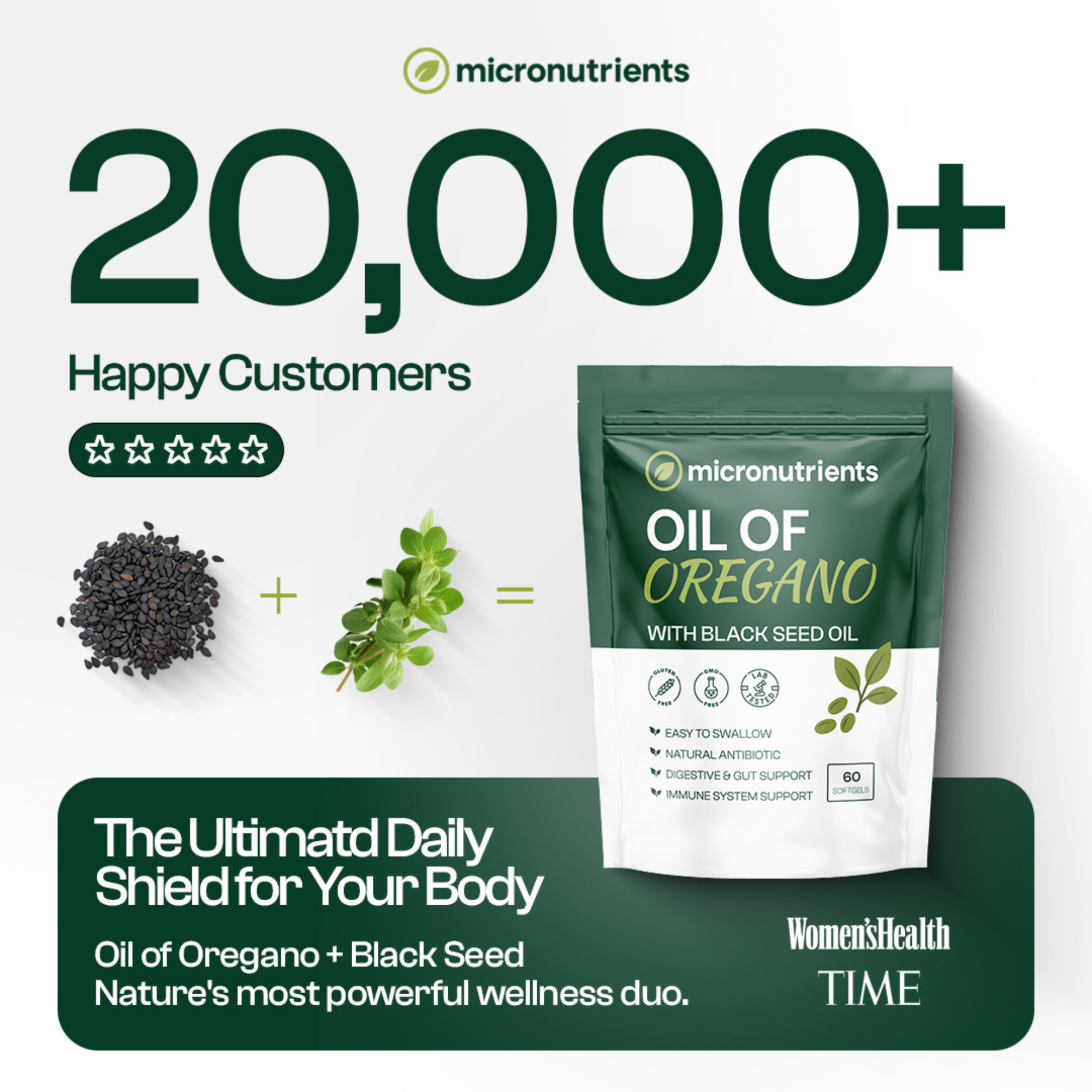 Micro Nutrients™ Oil of Oregano with Black Seed Oil Soft Gels