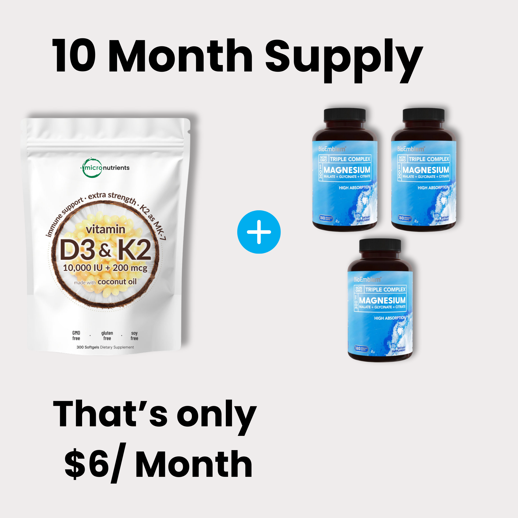 [ONE TIME OFFER] Micro Nutrients™ D3+K2 Softgels + Magnesium Complex (3 In 1)